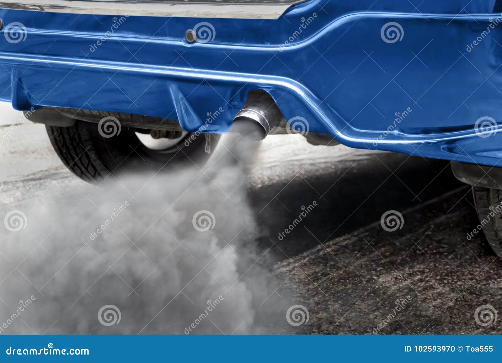 Air Pollution from Vehicle Exhaust Pipe on Road Stock Photo Image of