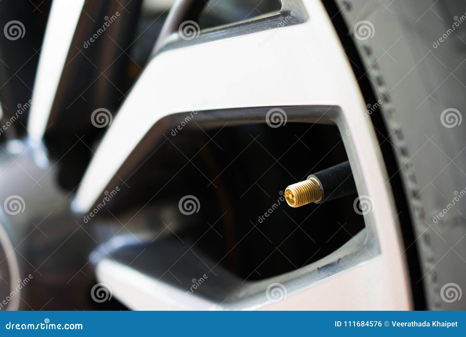 Air Pressure Valve on a Car Tire Stock Photo Image of bike, black