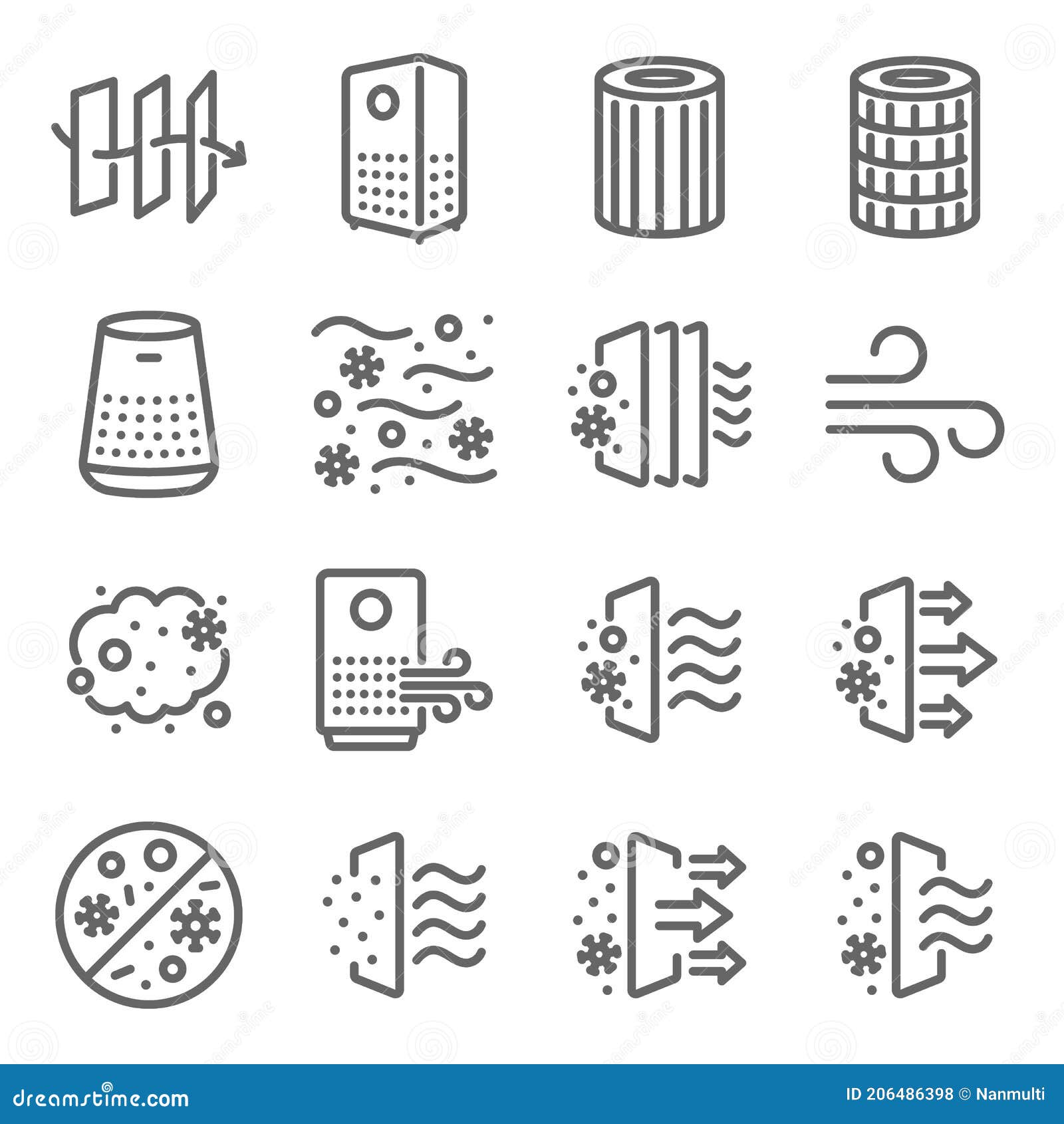 air purifier icon   set. contains such icons as dust, oxygen, anti-bacteria, air pollution, pm 2.5, air filter,