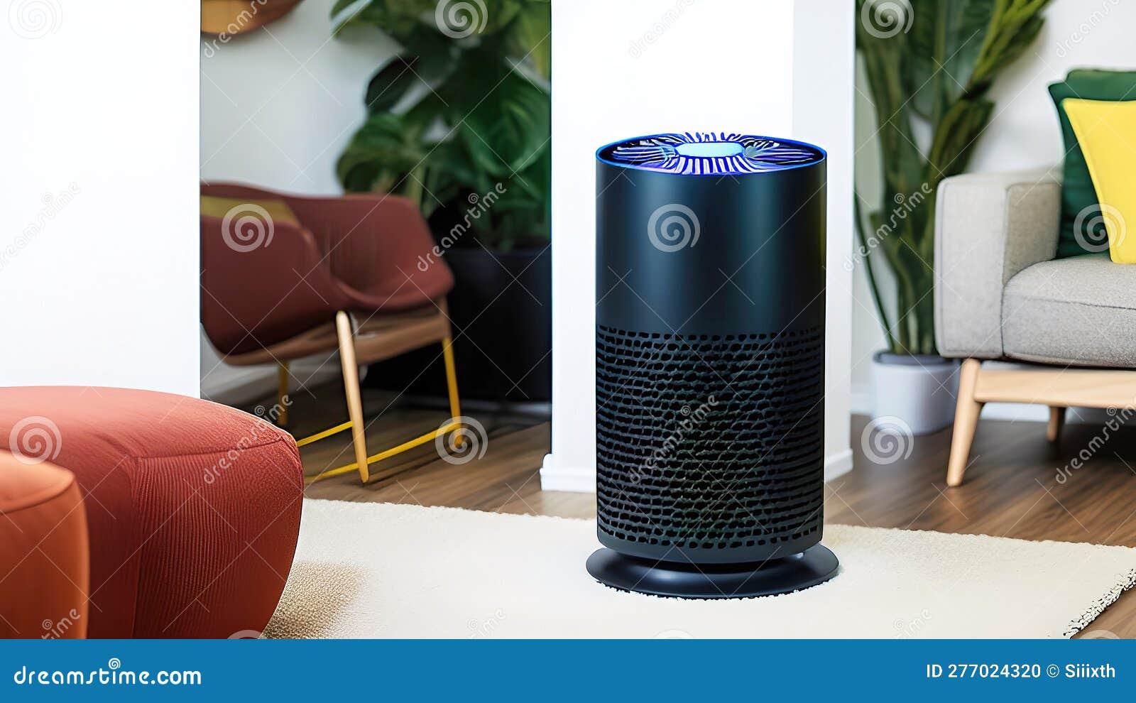 Air Purifier in Living Room. Generative Ai Stock Illustration