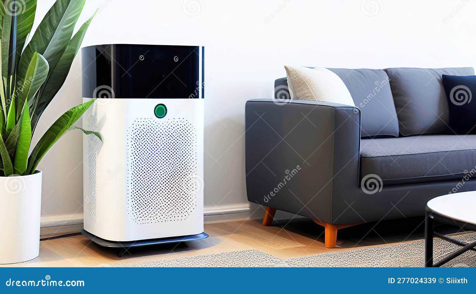 Air Purifier in Living Room. Generative Ai Stock Illustration Illustration of gadget, hepa