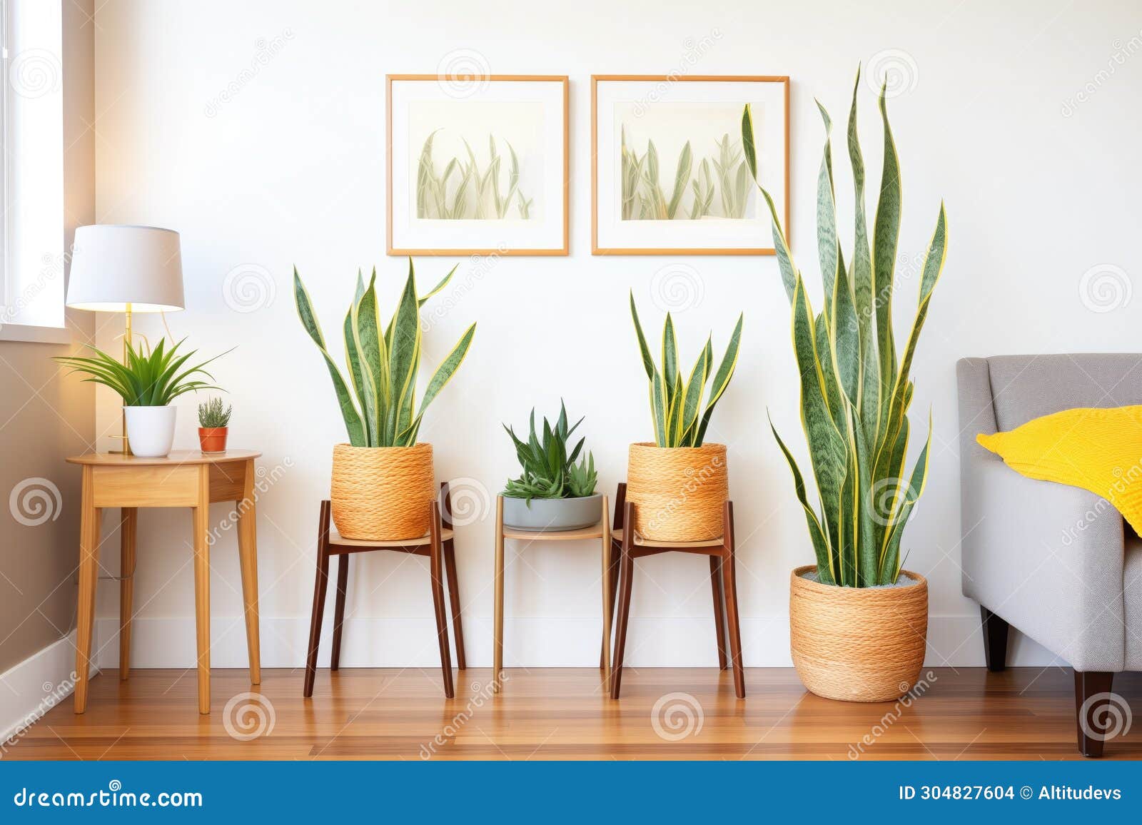 Air Purifying Snake Plants in a Bedroom Corner Stock Photo Image of