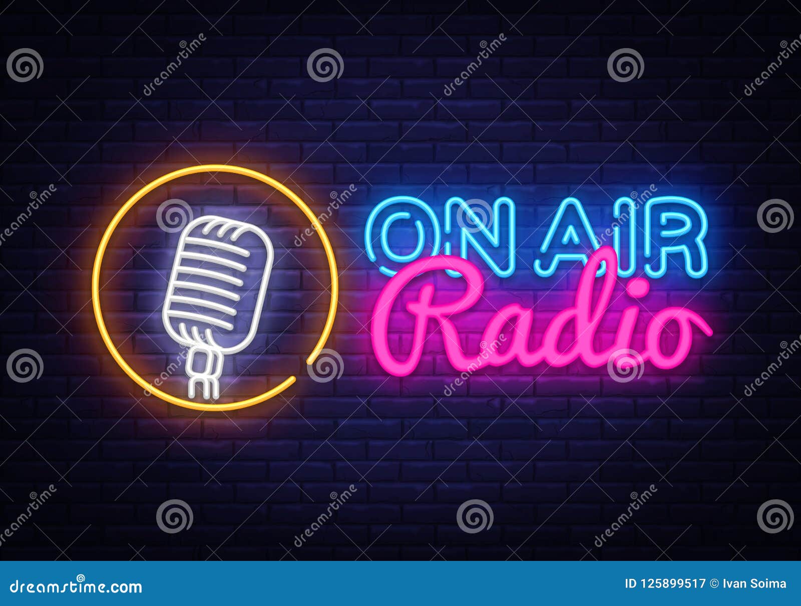 Radio Retro Style Neon Illustration Graphic by captoro · Creative