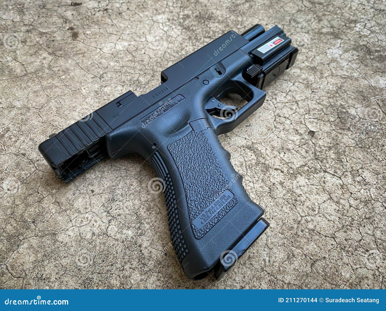 Air Soft Gun Glock 18C Pistol Gun with Laser Sight Editorial Stock Image -  Image of military, pistol: 211270144