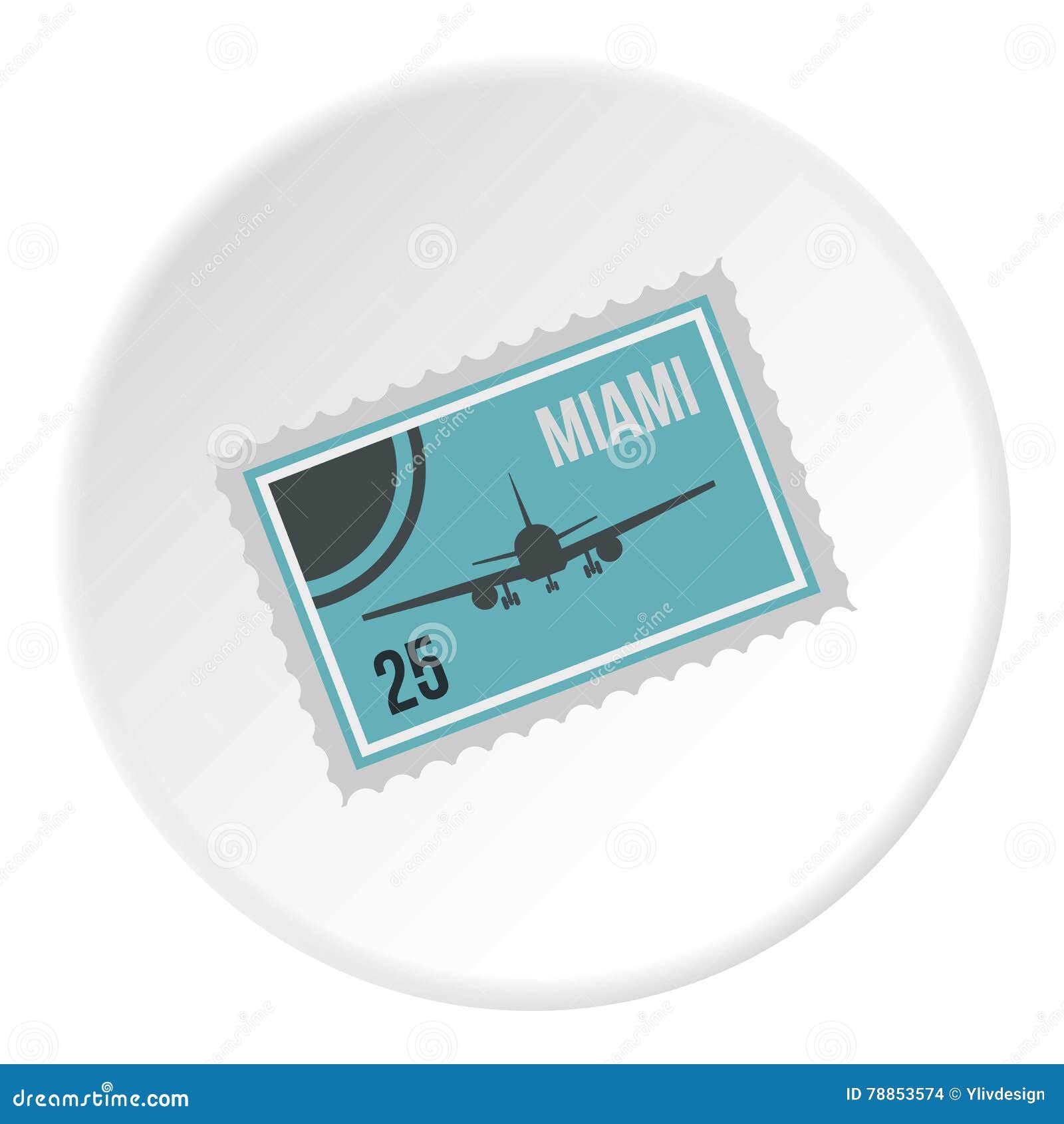 Air Ticket To Miami Icon, Flat Style Stock Vector Illustration of
