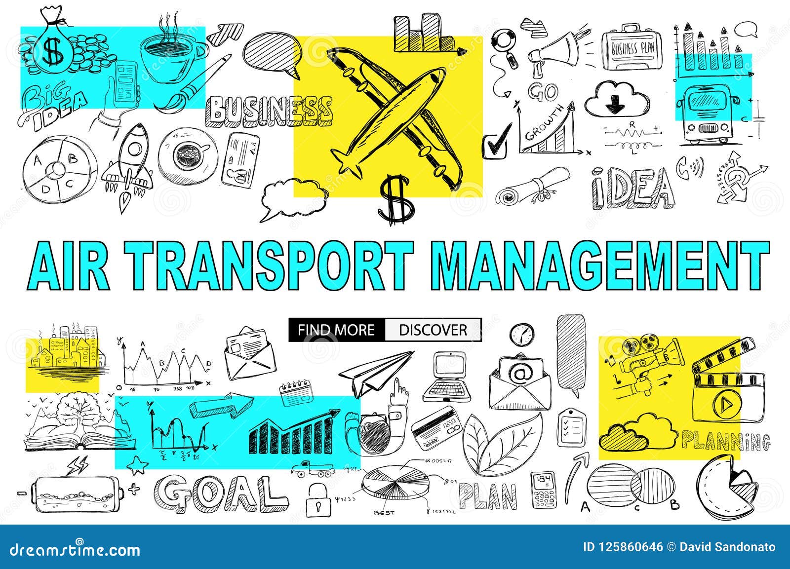 Air Transport Management Concept with Doodle Design Style finding
