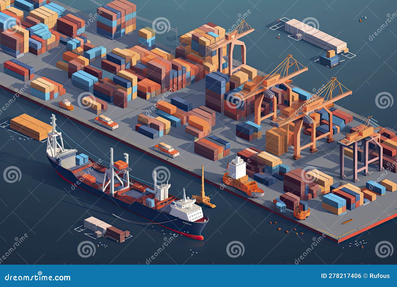 air transportation and transit of container ships loading and unloading in ports, transportes