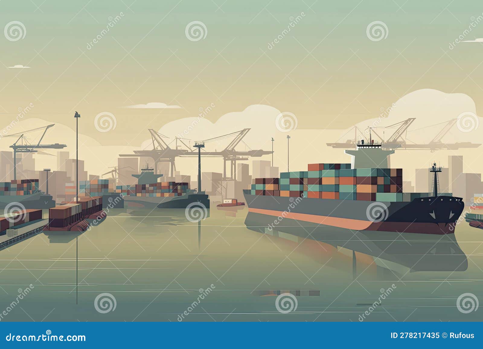 air transportation and transit of container ships loading and unloading in ports, transportes