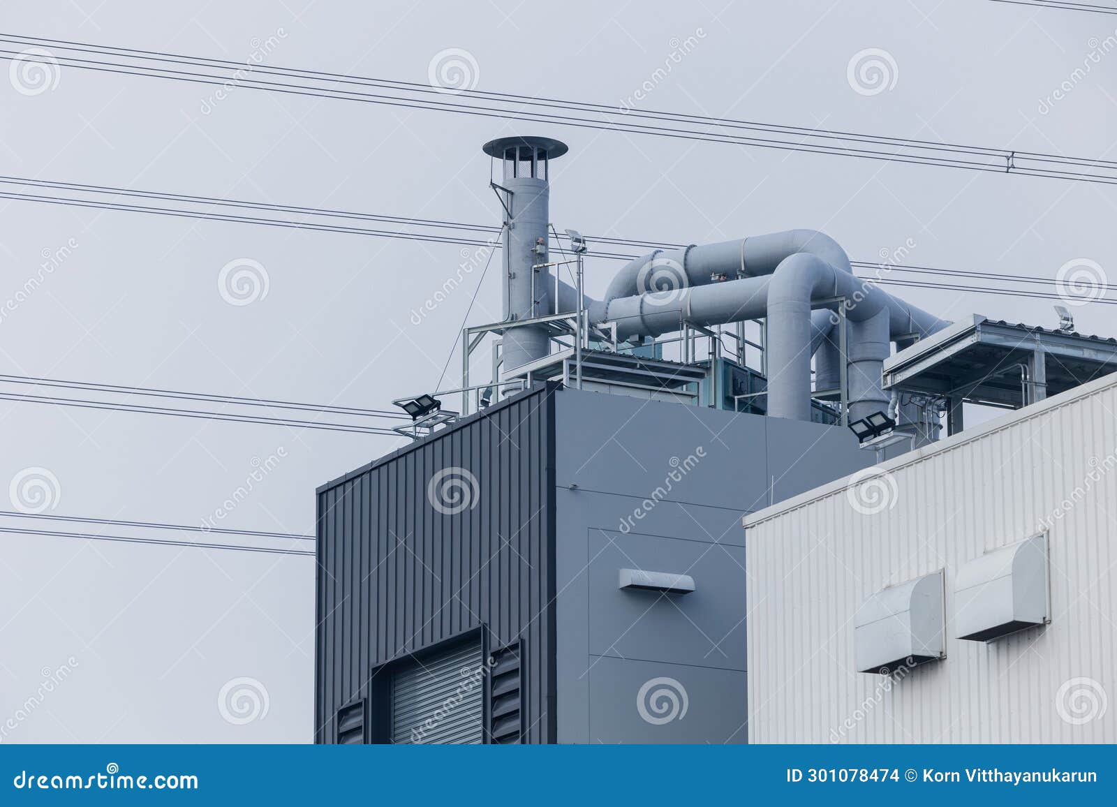 air ventilate pipe on building roof top modern metro urban iconic cityscape scene