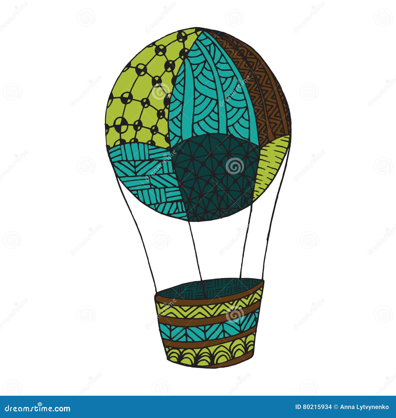 Airballoon del garabato - estilo del zentangle Para el libro de colorear