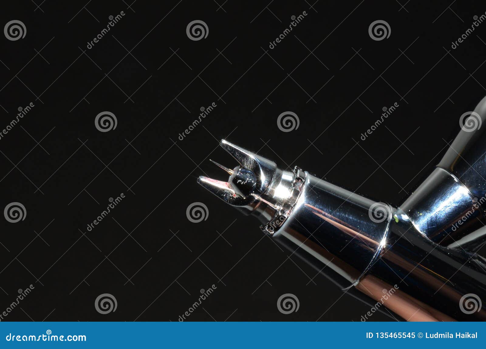 Airbrush Tip Detail. Needle Tip of an Airbrush. Approximate View of