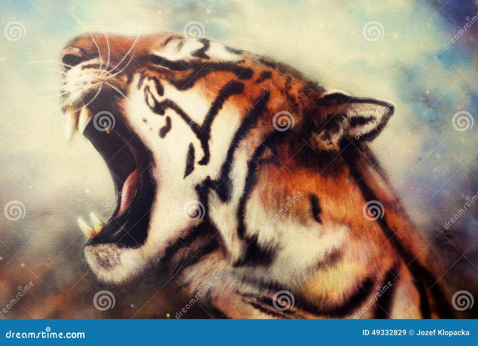  Airbrush  Painting Of A Roaring Tiger  Stock Illustration 