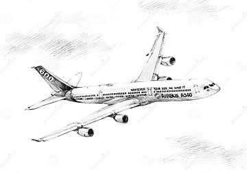 Airbus A340 Plane Illustration Drawing Editorial Photo - Illustration ...