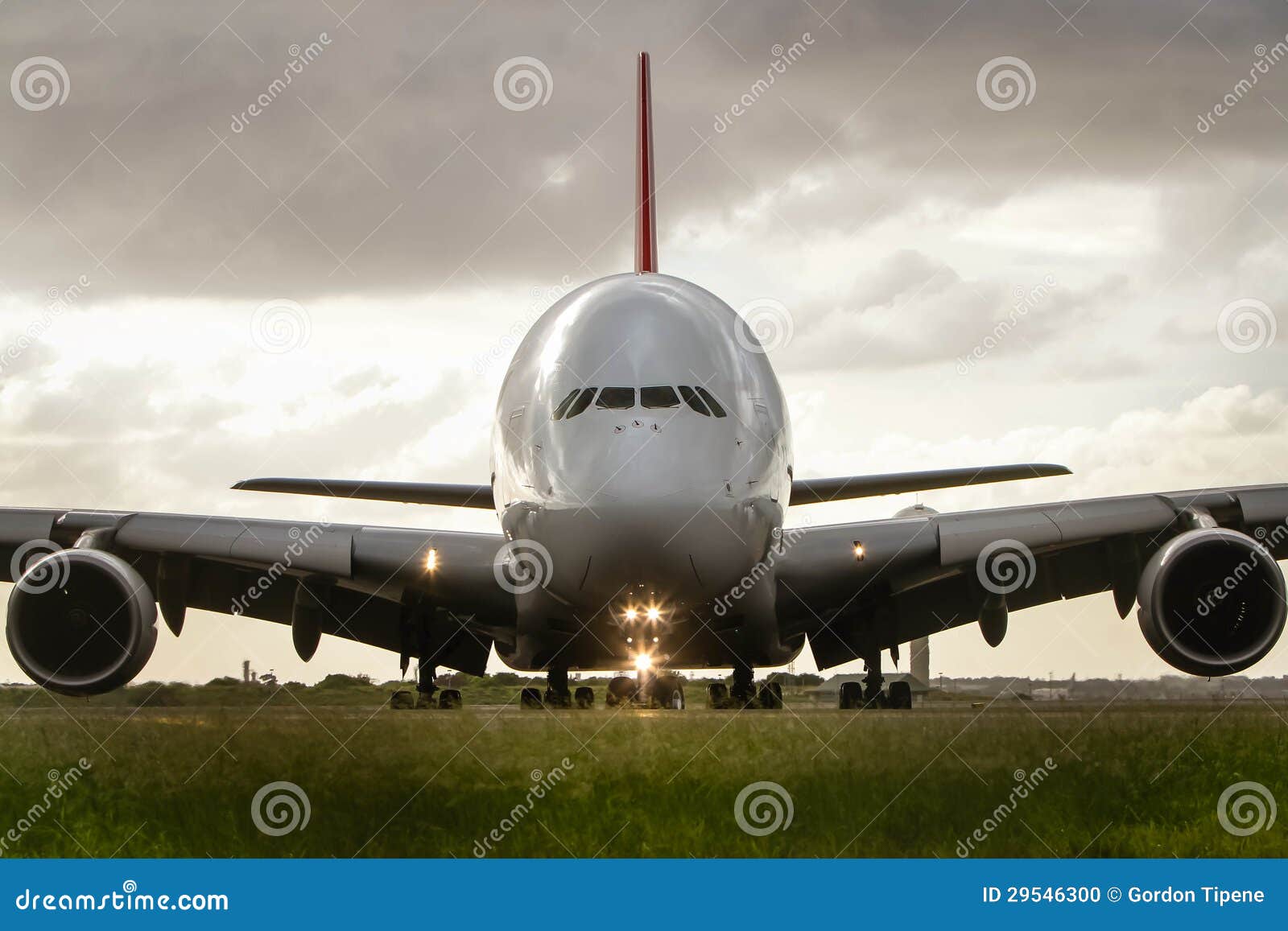 airbus a380 jet airliner front on