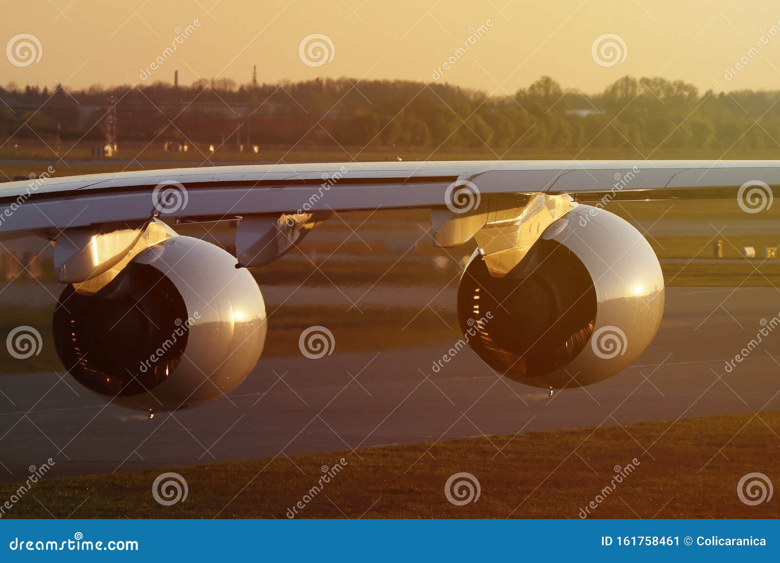 airbus a380 aircraft, close-up view of engines and wing