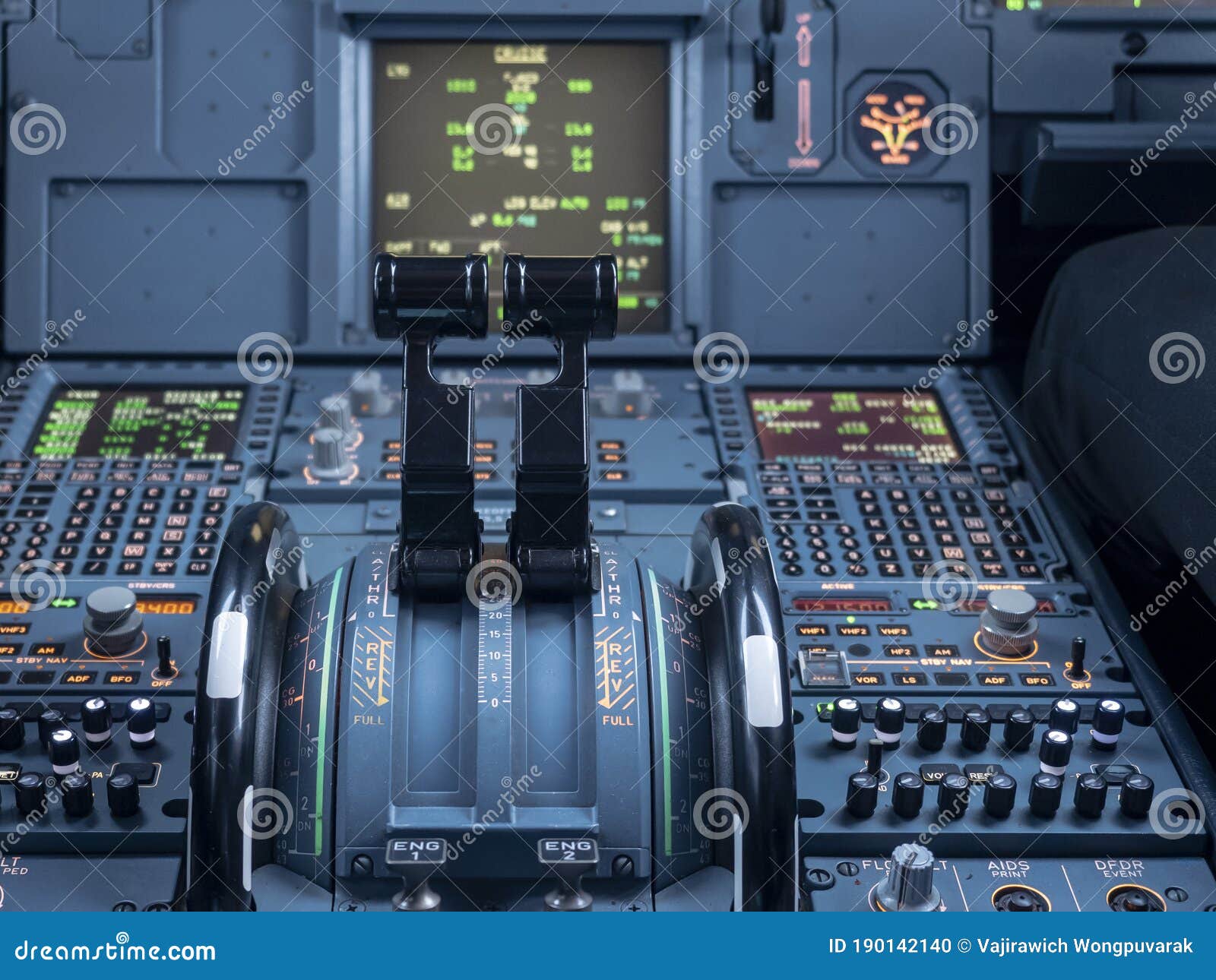 Airbus A320 Thrust Levers on the Centre Pedestal Instrument Panel
