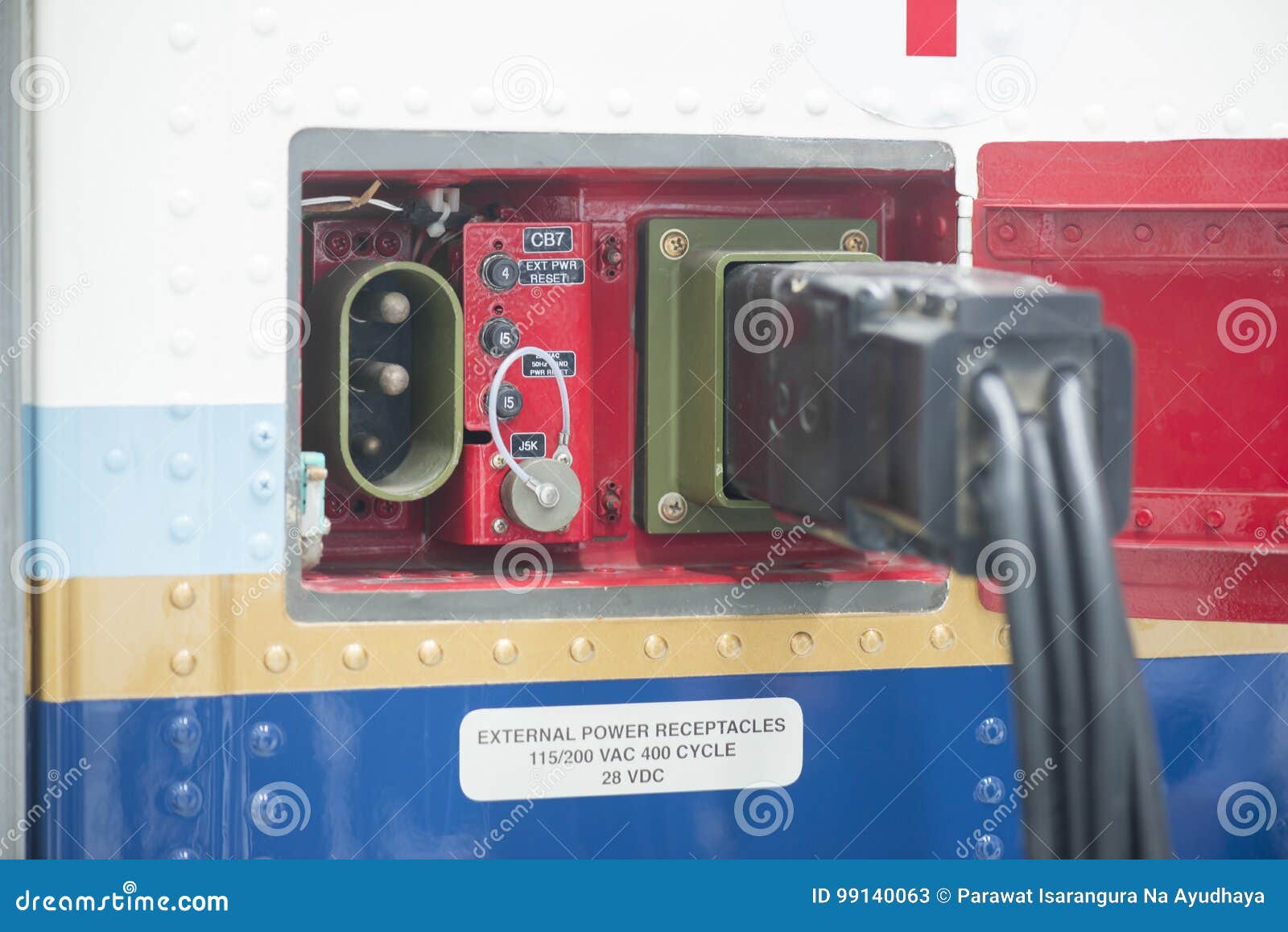 Aircraft External Power Connector Plug. Stock Image Image of auxilary