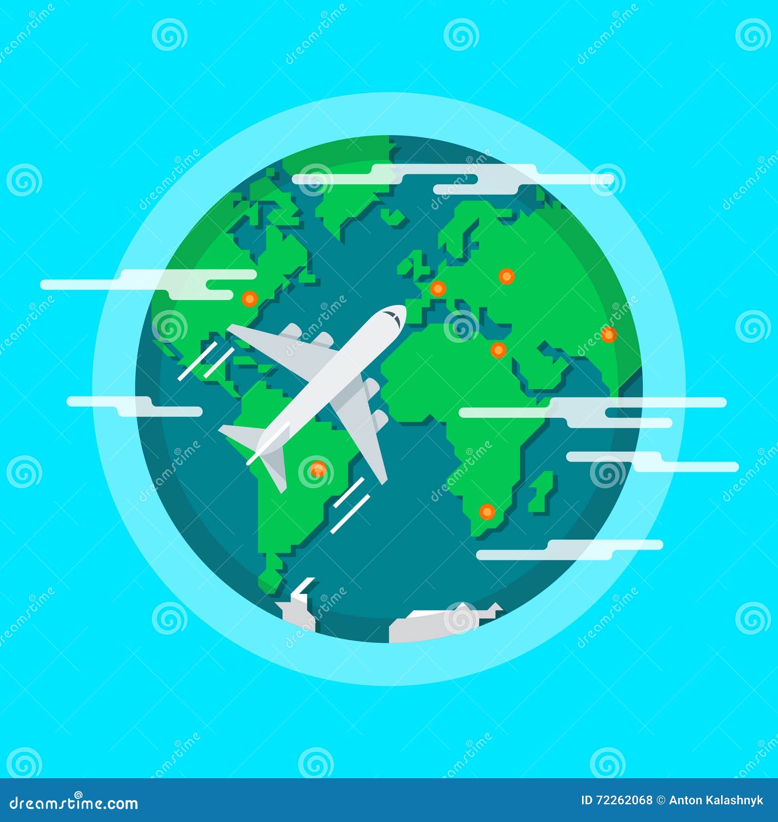 Aircraft Flying Around the World. Stock Vector - Illustration of ...