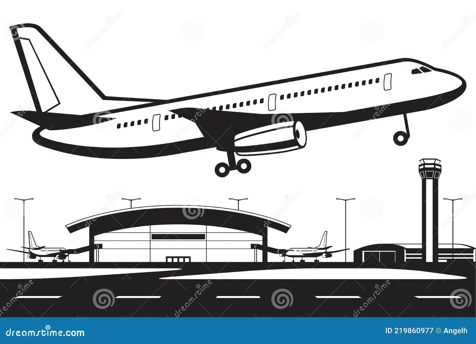 Aircraft Landing Gear Color Drawings Vector Illustration