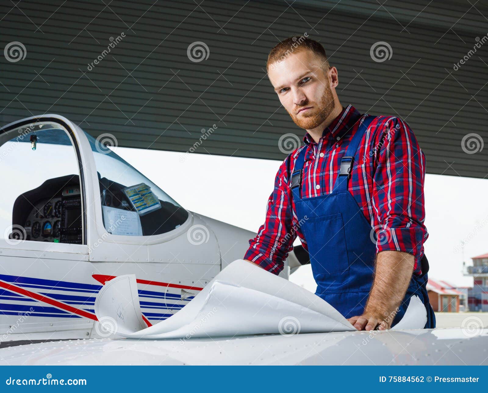 Aircraft mechanic stock photo. Image of technician, serious 75884562