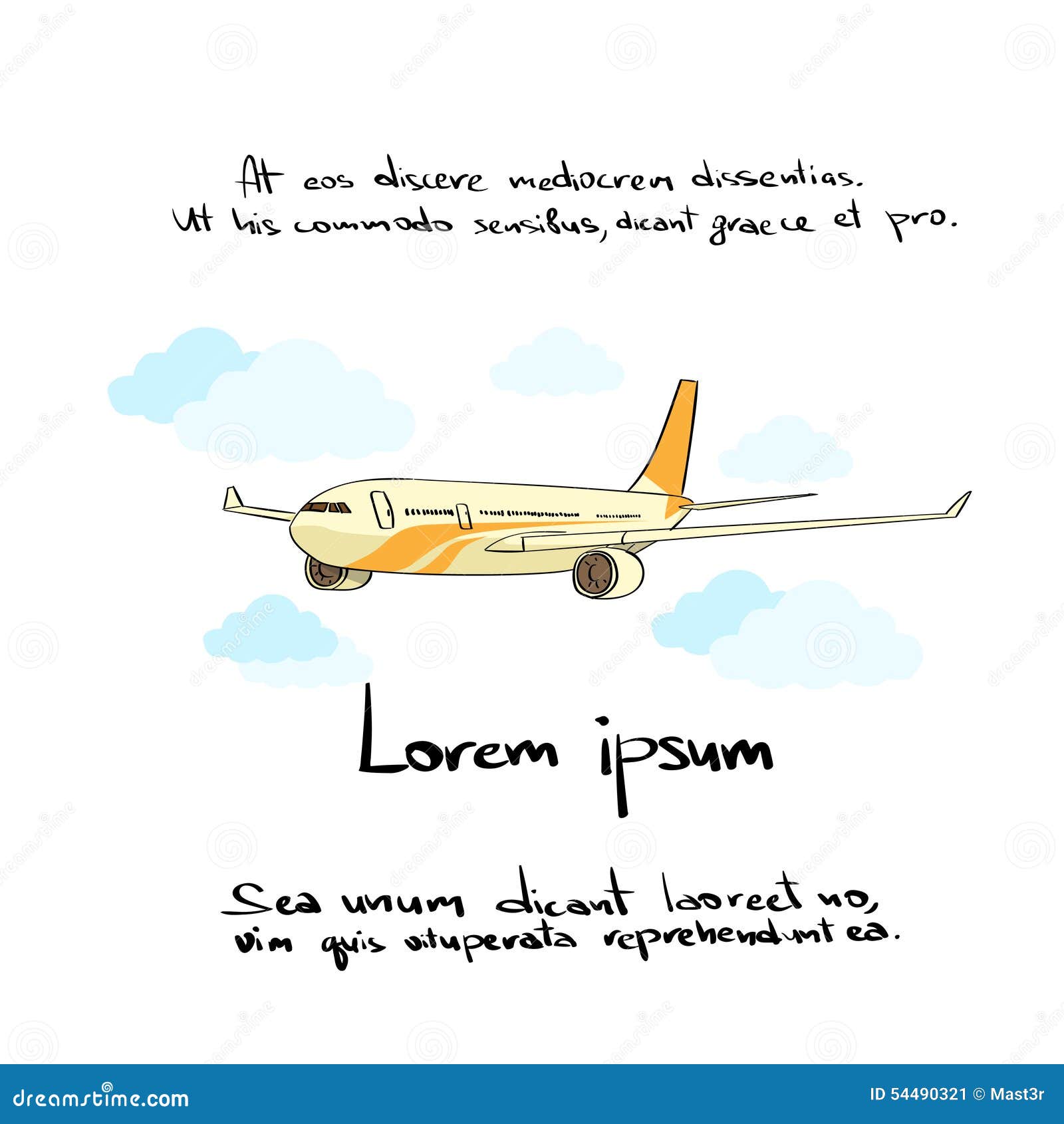 Aircraft Plane Hand Draw Color Icon Stock Vector - Illustration of