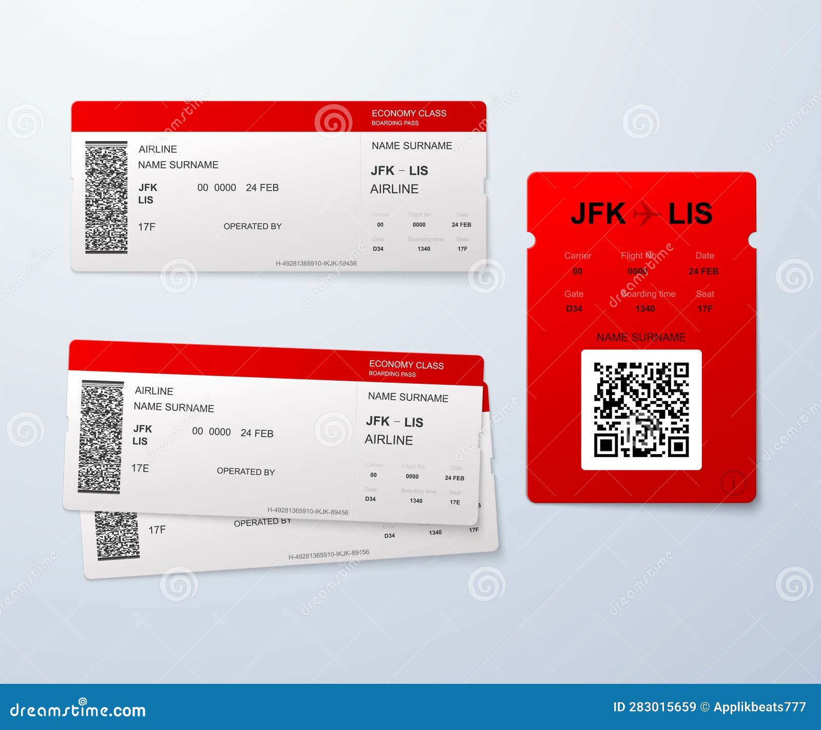 Airline Boarding Pass Template Stock Vector Illustration of flight