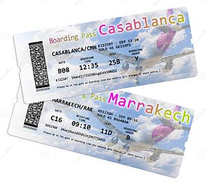 Airline Boarding Pass Ticket To Marrakech And Casablanca Morocco Airline Boarding Pass Ticket To Marrakech And Casablanca Morocco