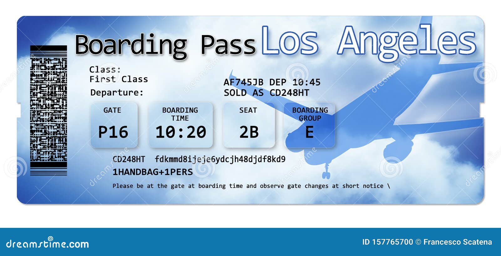 airline boarding pass tickets to los angeles - the contents of the image are totally invented and does not contain under copyright