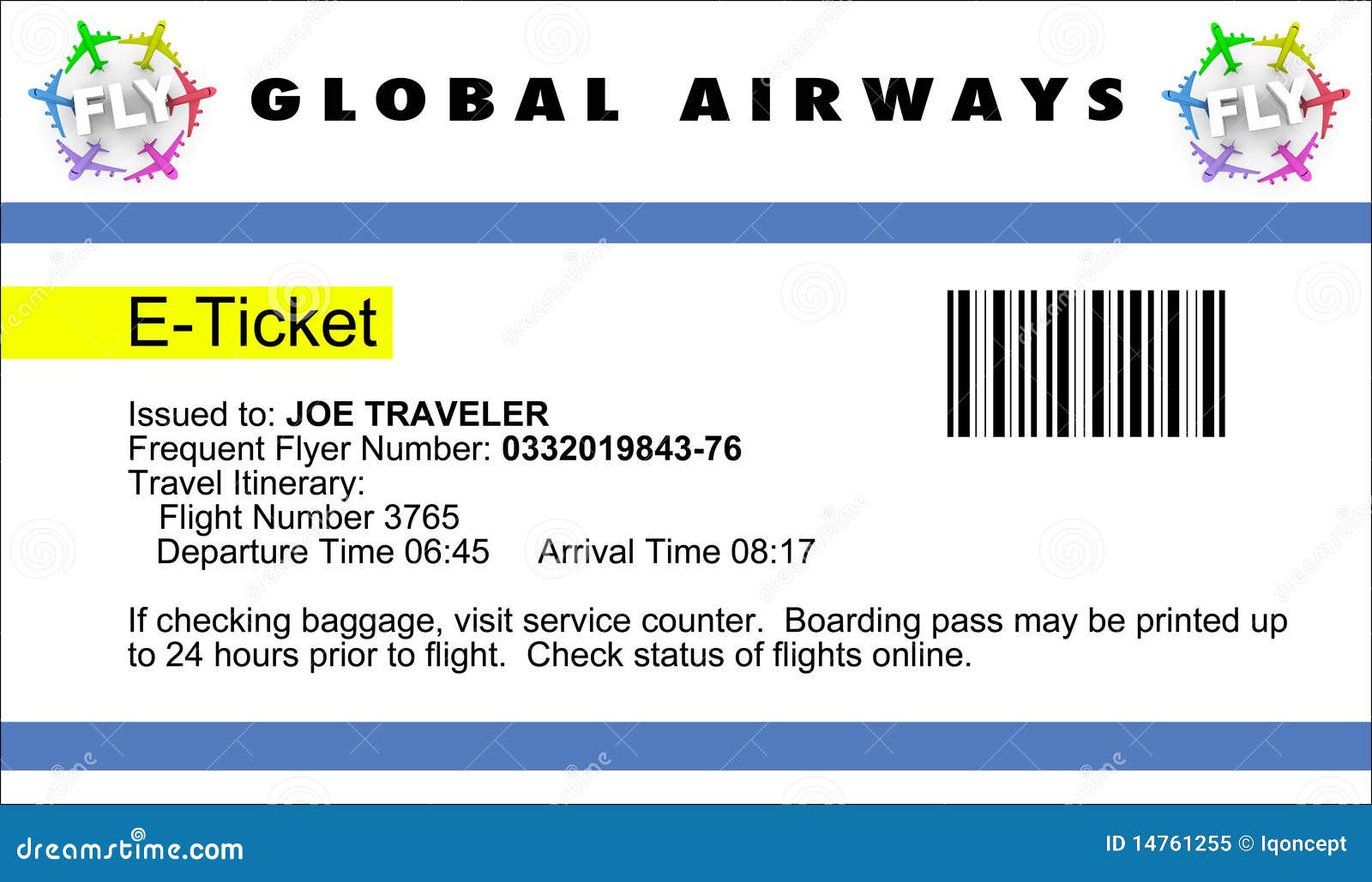Ticket issued. E-ticket. Frequent Flyer number. What is your Primary frequent Flyer number.