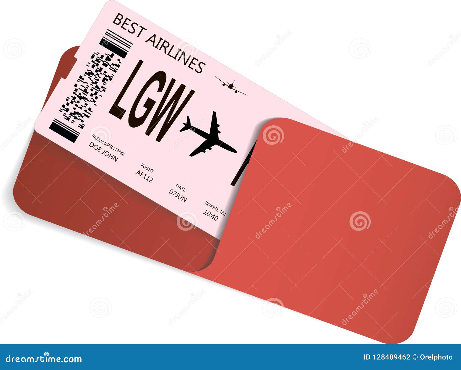 Airline Ticket or Boarding Pass in Envelope. Stock Vector