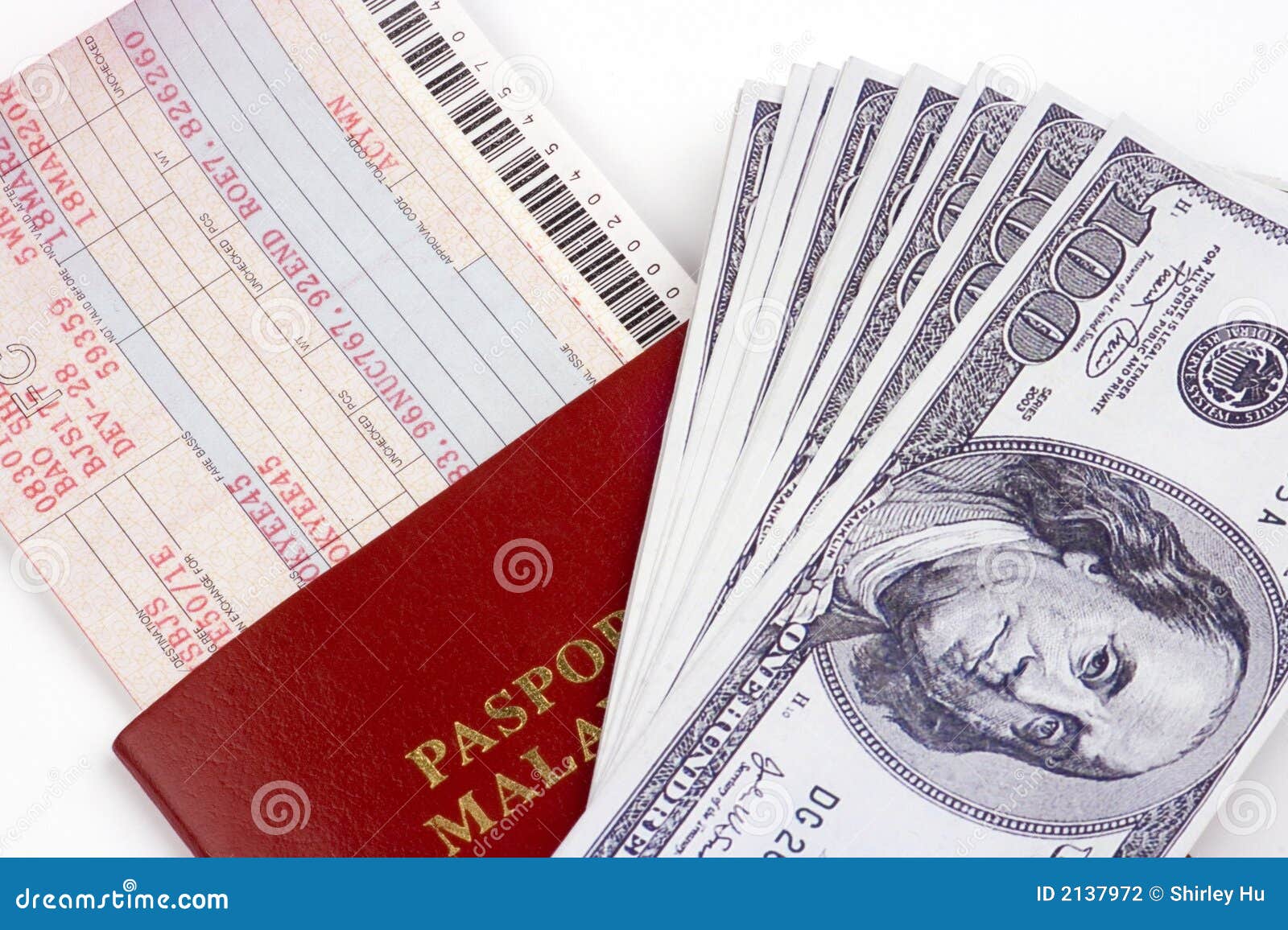 Airline Ticket and Money stock photo. Image of communication 2137972