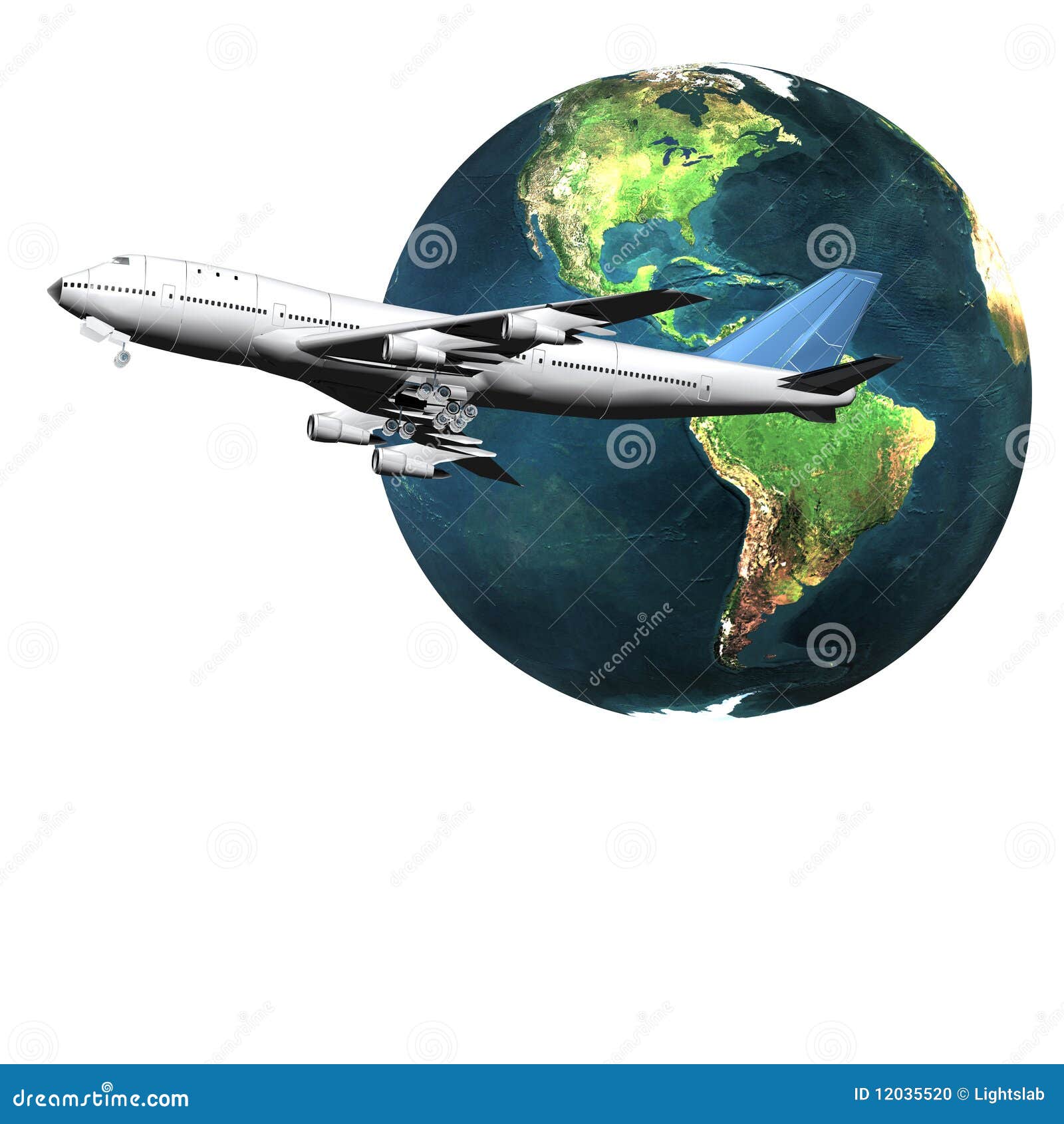 Airliner with a globe stock illustration. Illustration of design - 12035520