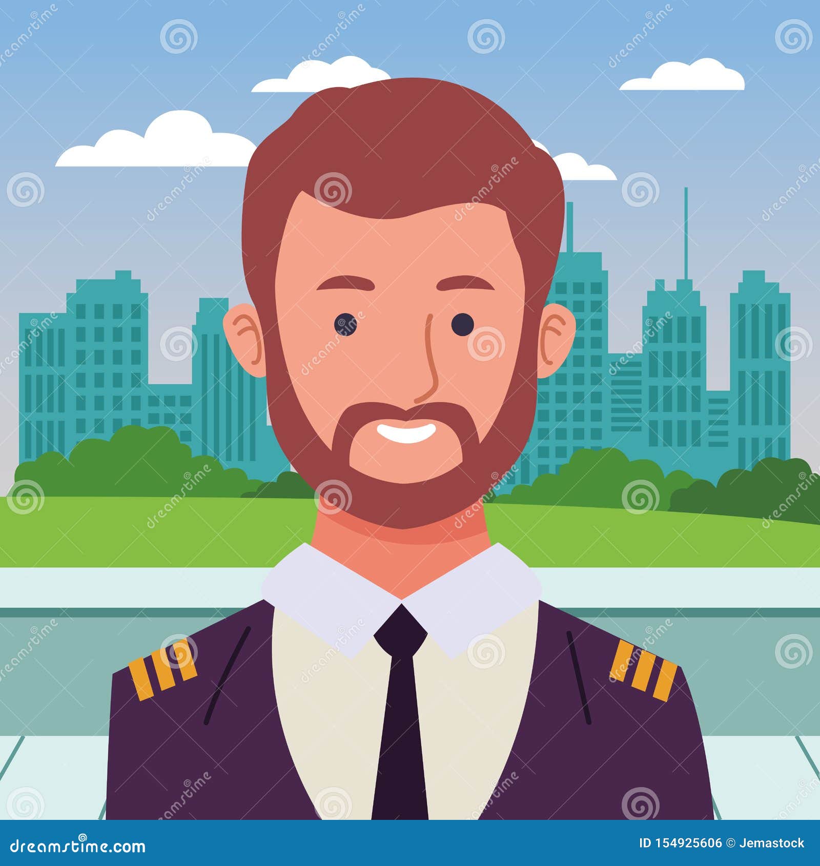 Airliner Pilot Smiling Profile Cartoon Stock Vector Illustration Of