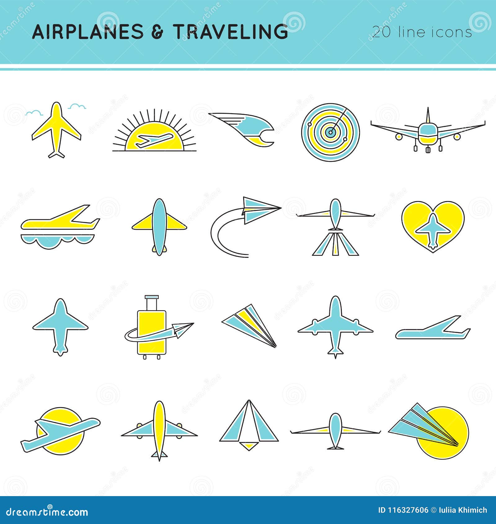 Airlines icon set stock vector. Illustration of object - 116327606