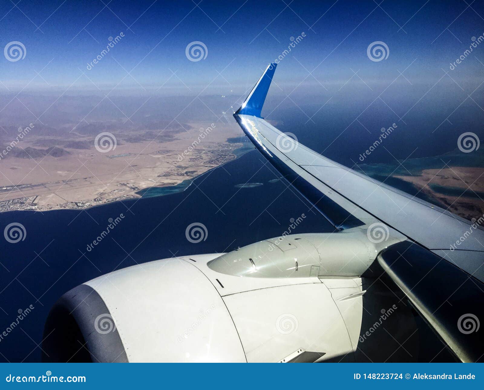 airplane above the desert sinay