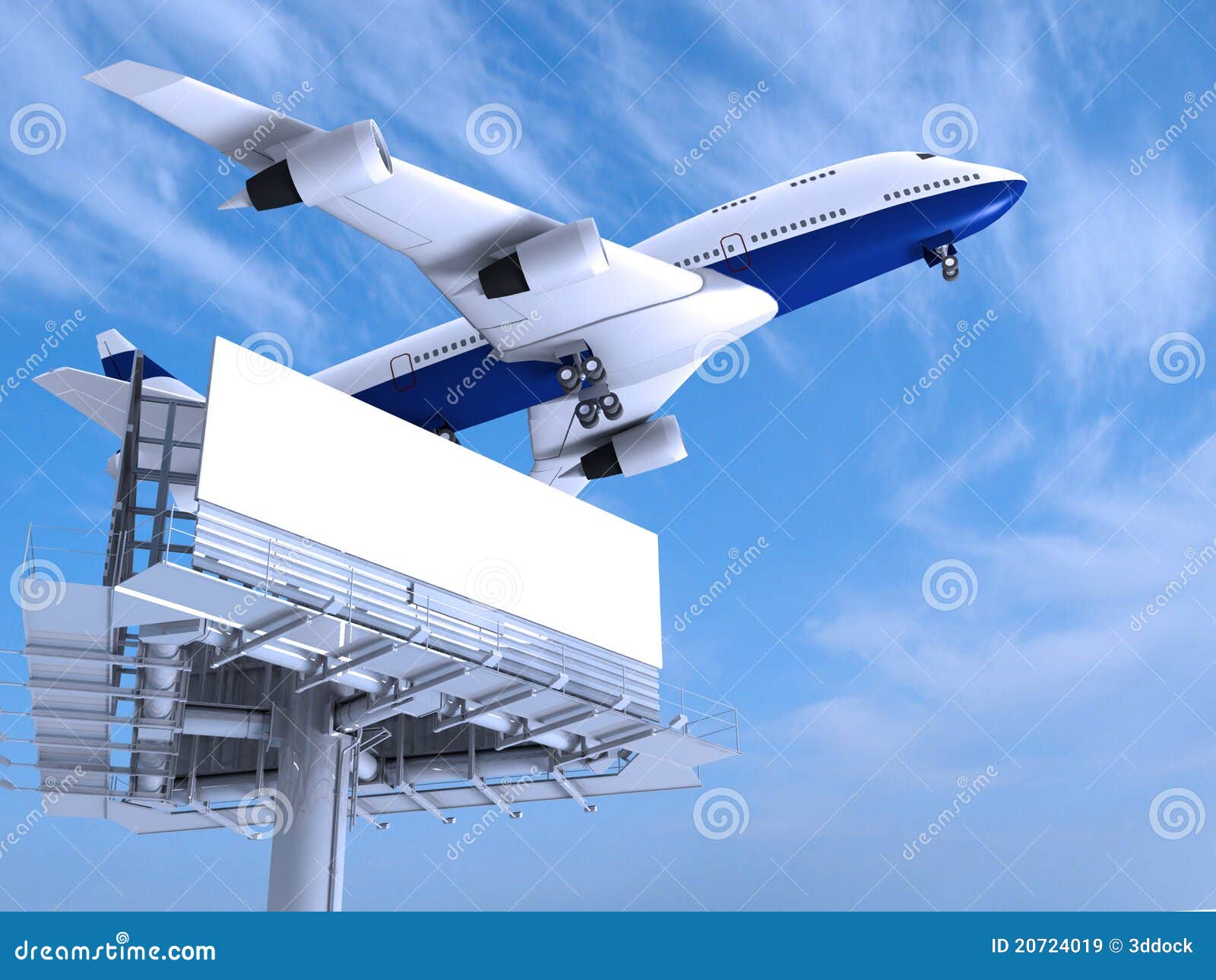 Airplane and billboard stock illustration. Illustration of publicity ...