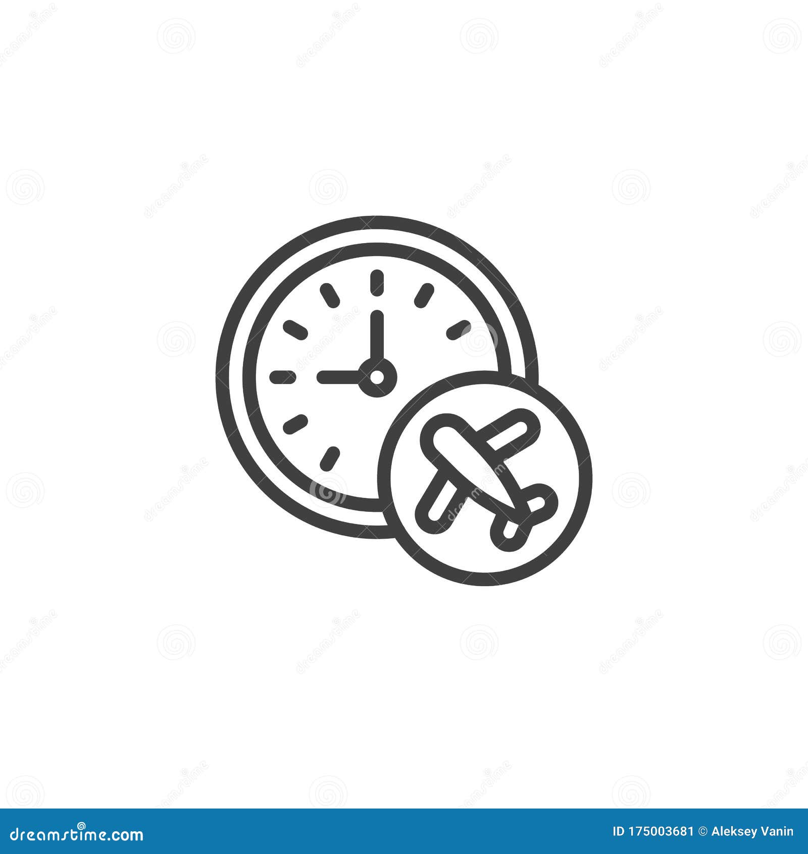 airplane and clock line icon