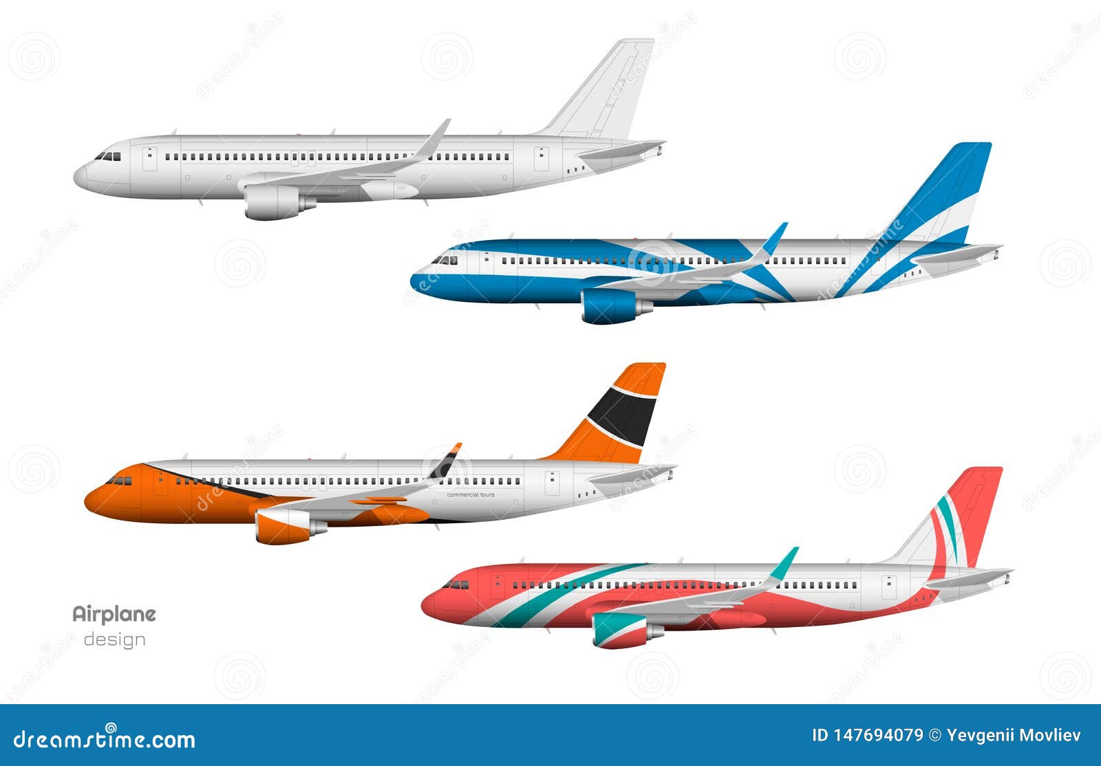 Download Airplane Design Side View Of Plane Aircraft 3d Template Jet Mockup In Realistic Style Isolated Industrial Blueprint Stock Vector Illustration Of Commercial Aeroplane 147694079