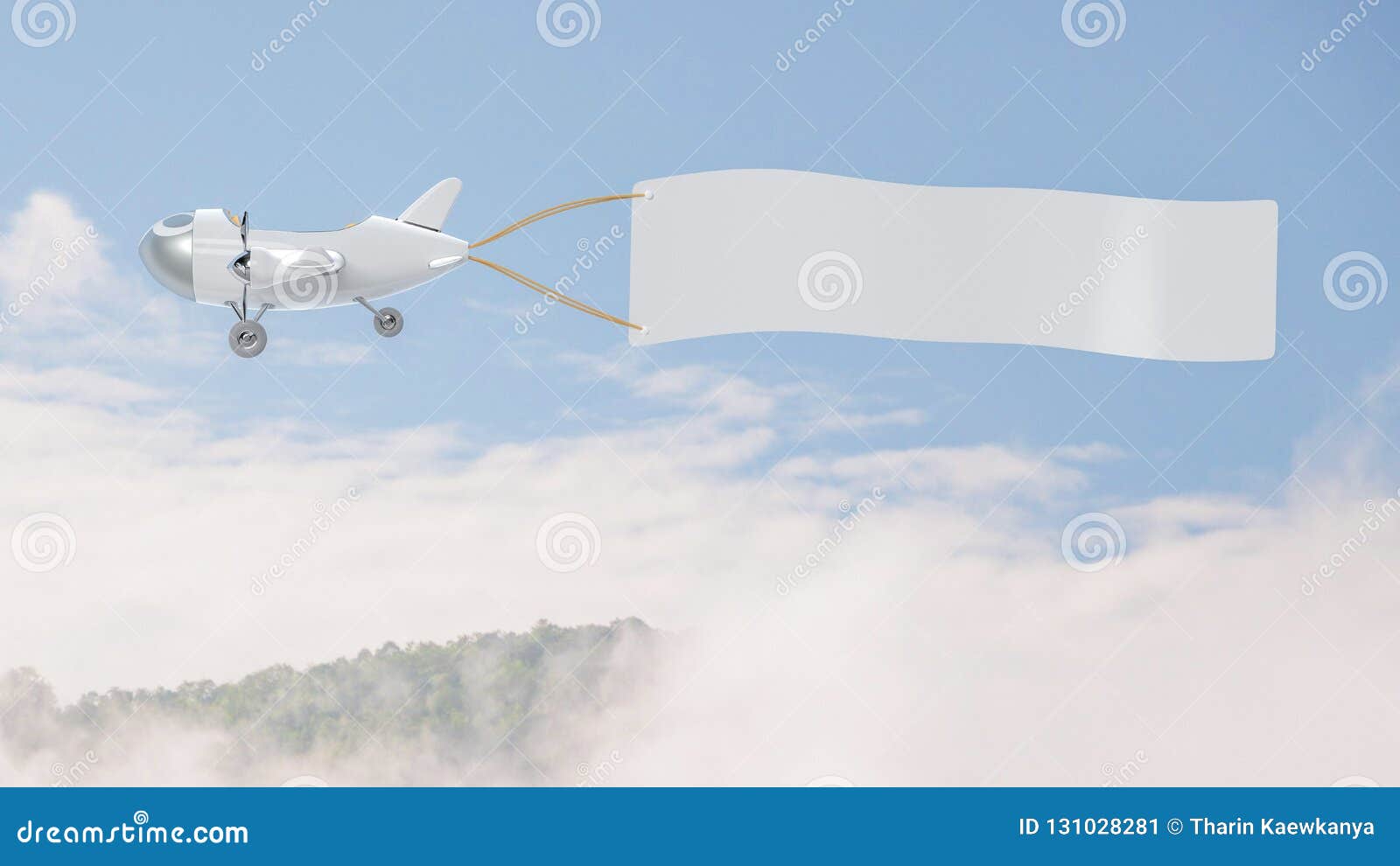 Download Airplane With Empty Banner Mock-up Stock Illustration - Illustration of message, helicopter ...