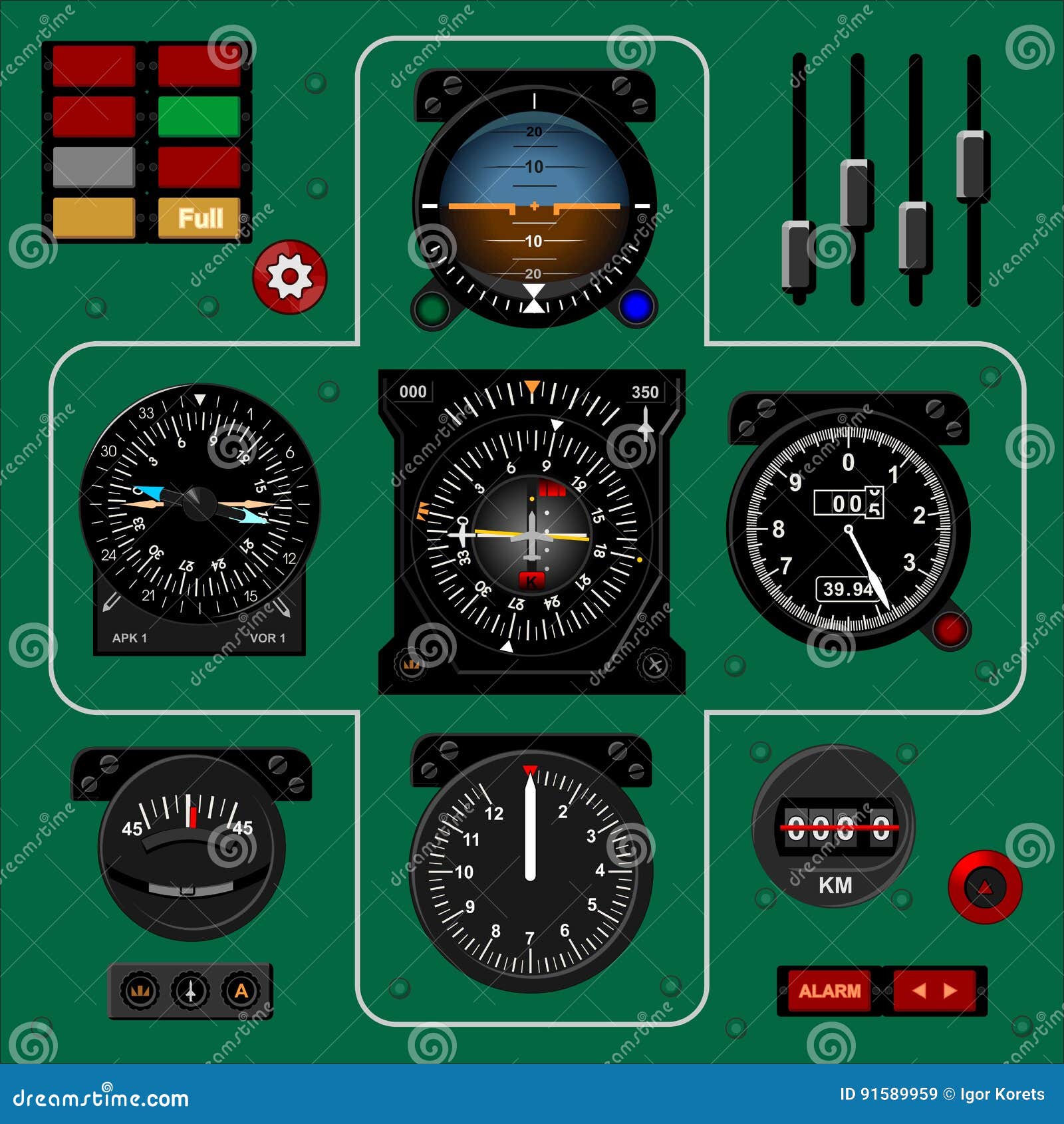 Airplane Instrument Panel. Aircraft Dashboard. Creative Seamless