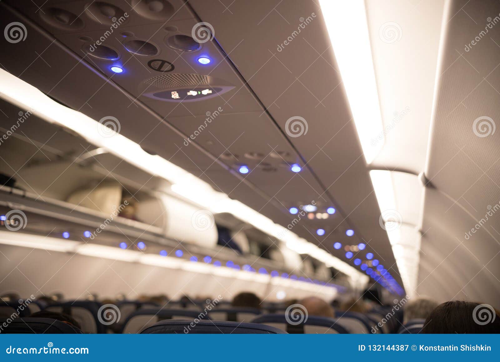 Airplane The Interior Inside People Sitting Shot Of The