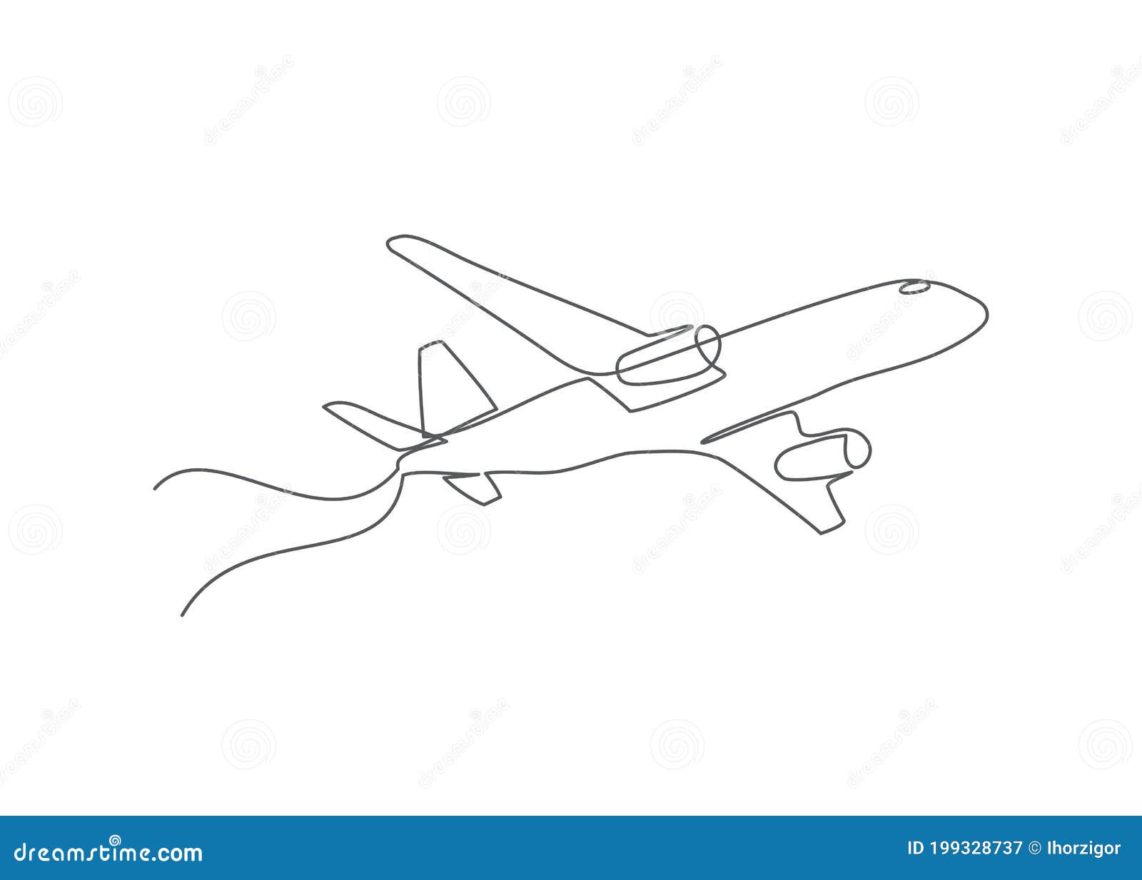 Airplane One Line Drawing Vector Airplane in Line Style on White ...