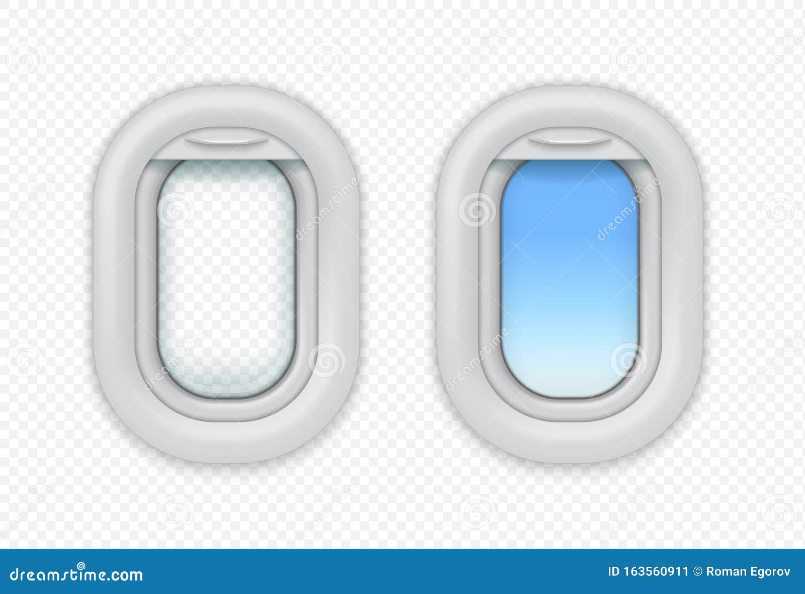 airplane open windows. realistic aircraft porthole.   realistic aircraft illuminator