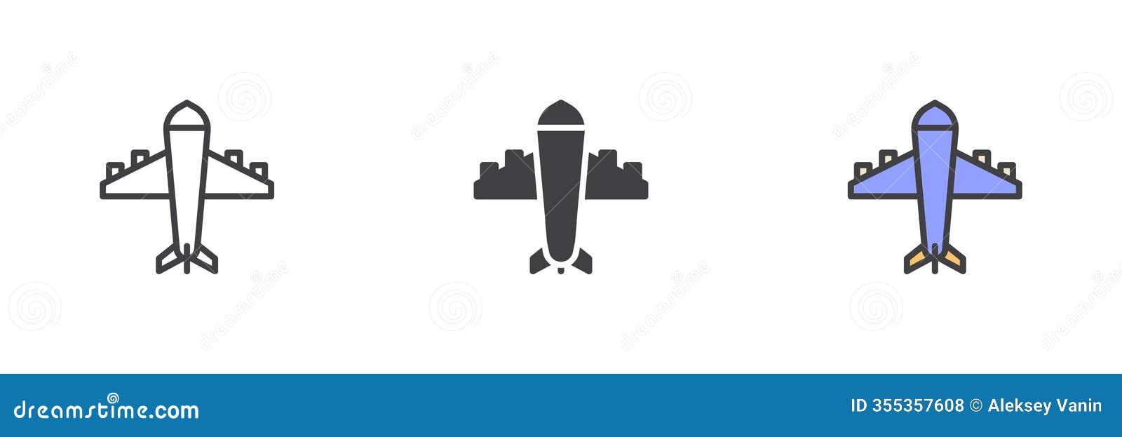 airplane, plane different style icon set