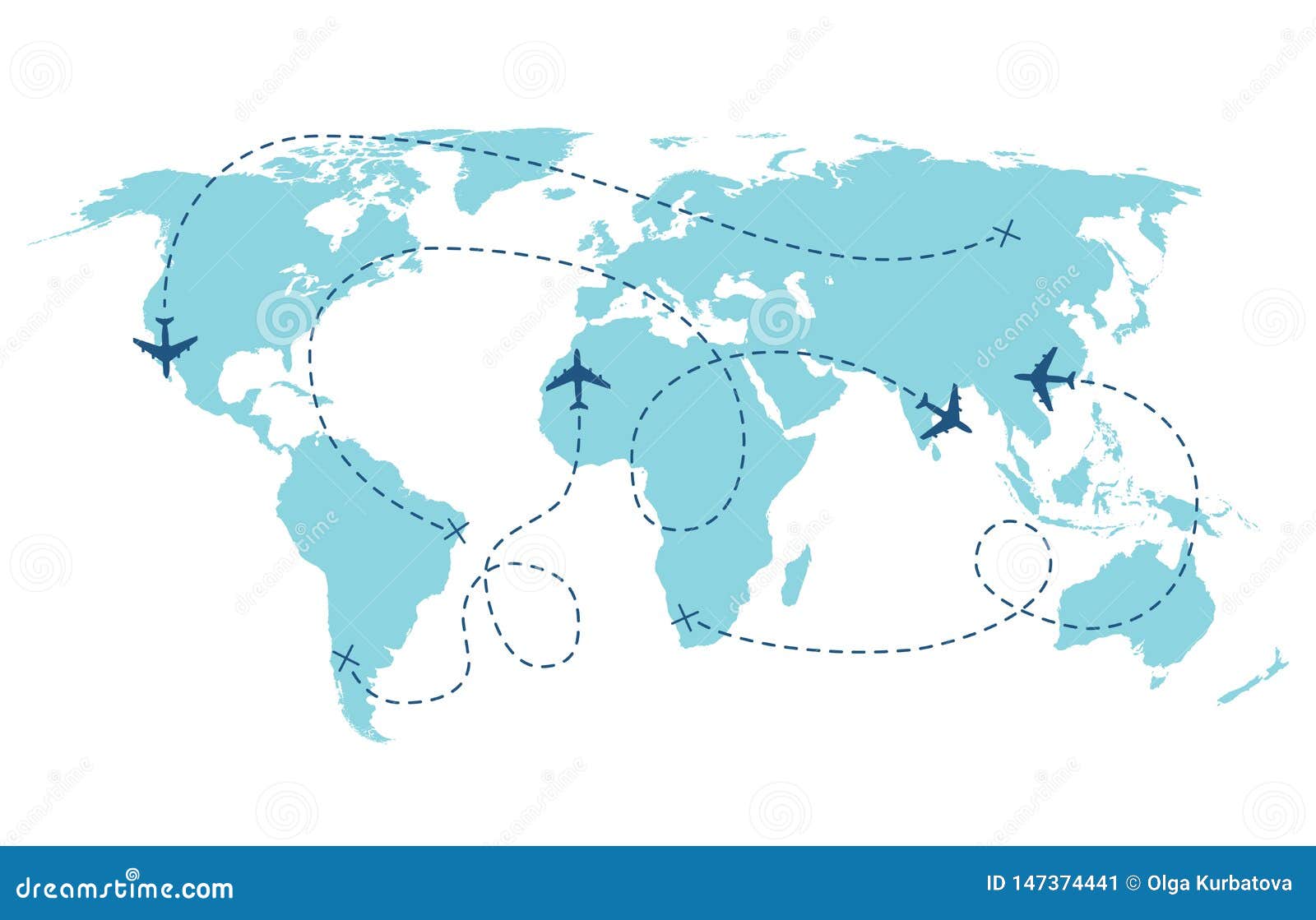 airplane route. plane trace line, aeroplanes pathways flight lines, planning routes travels pointers traffic track path