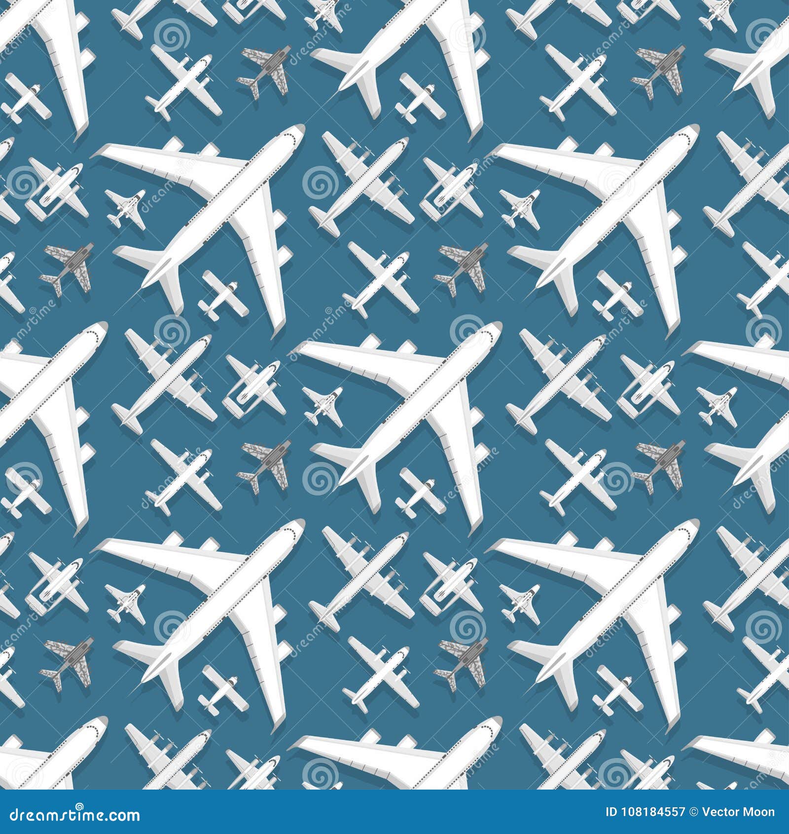 Airplane seamless pattern background vector illustration top view plane and aircraft transportation travel way design. Airplane seamless pattern background vector illustration plane top view passenger trip and aircraft transportation travel way to vacation sky design journey international plane.