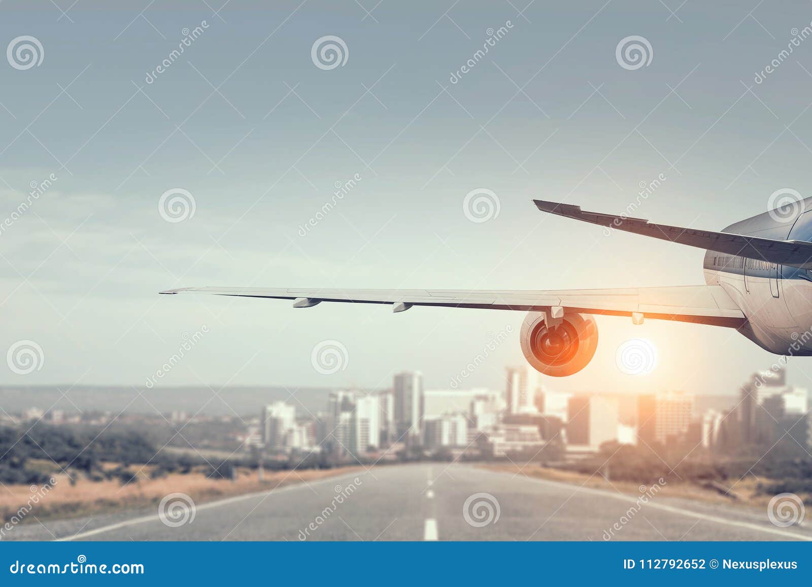 Emergency Airplane Landing. Mixed Media Stock Photo - Image of plane 