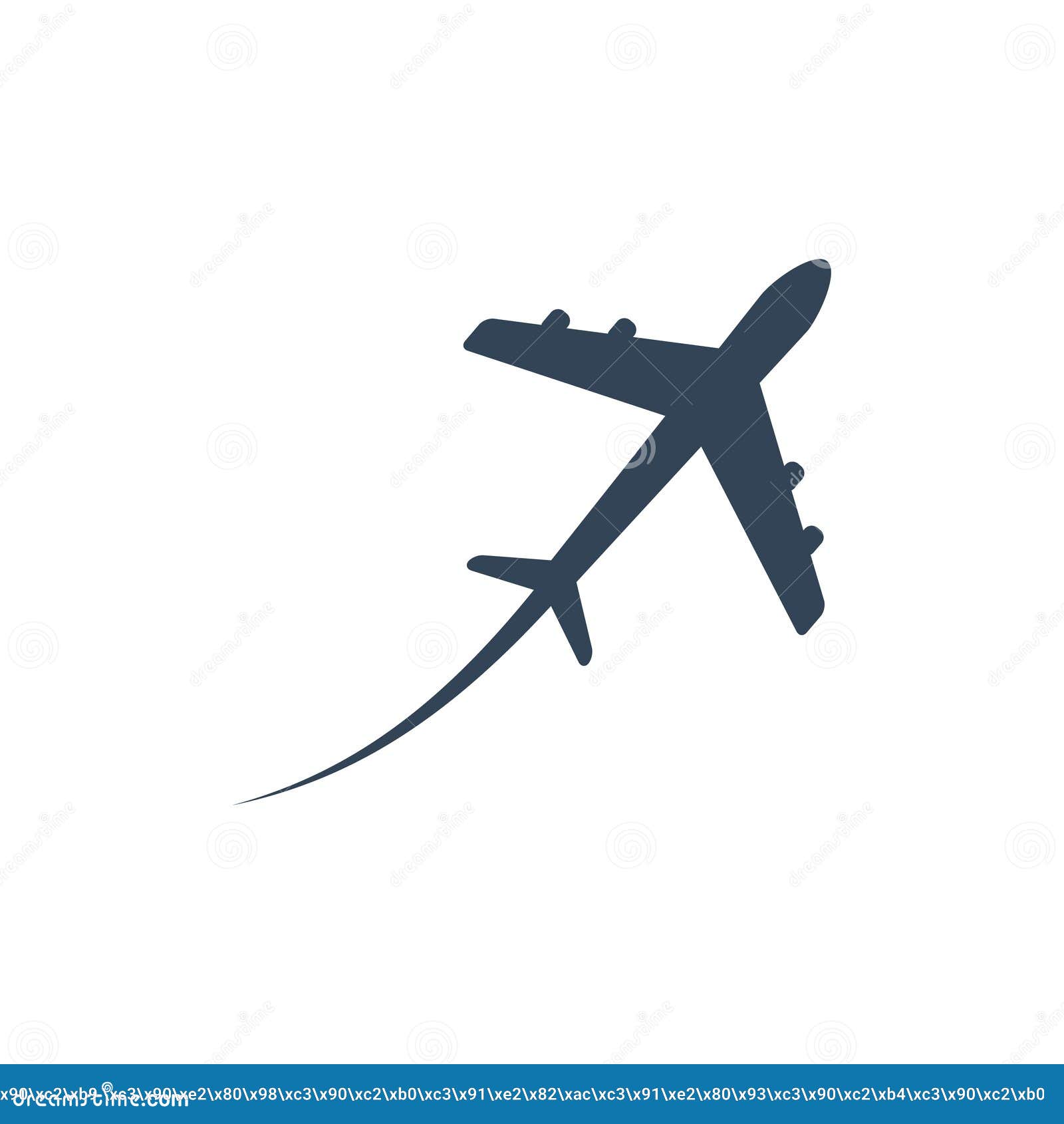 Airplane Symbol Icon. Plane Flying with Line. Vector Isolated. Stock ...