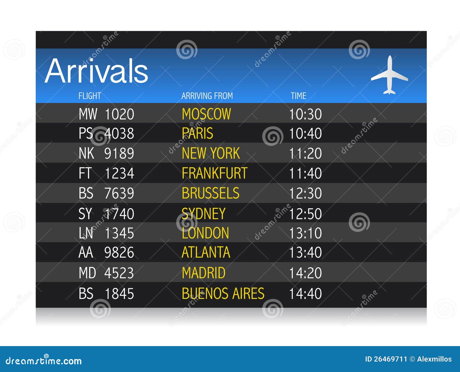 airport arrival timetable 