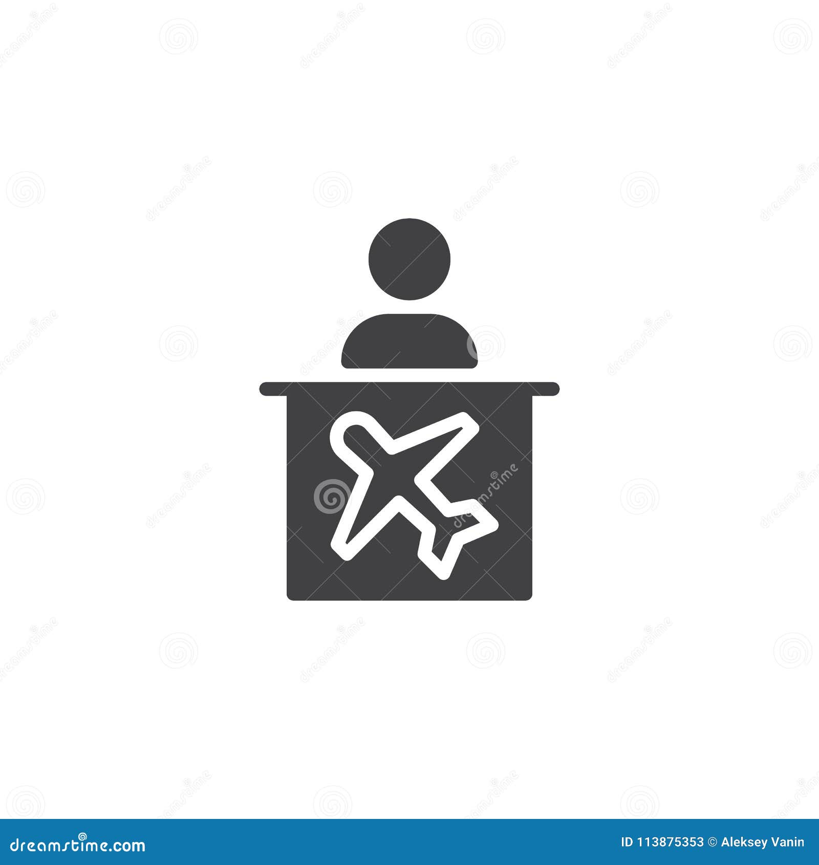 Airport Help Desk Vector Icon Stock Vector Illustration Of